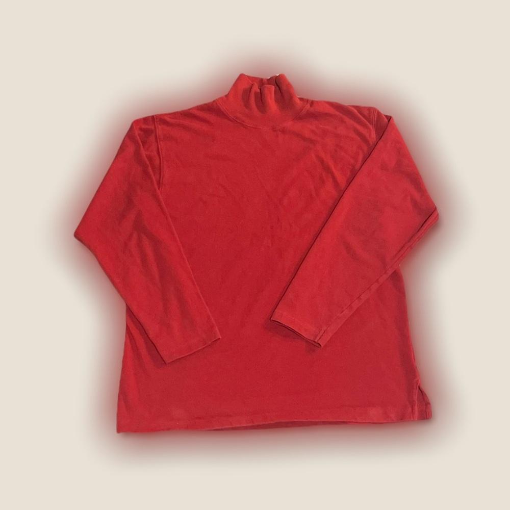 Vintage J. Crew Long Sleeve Red Turtleneck T-shirt 100% cotton basic essential